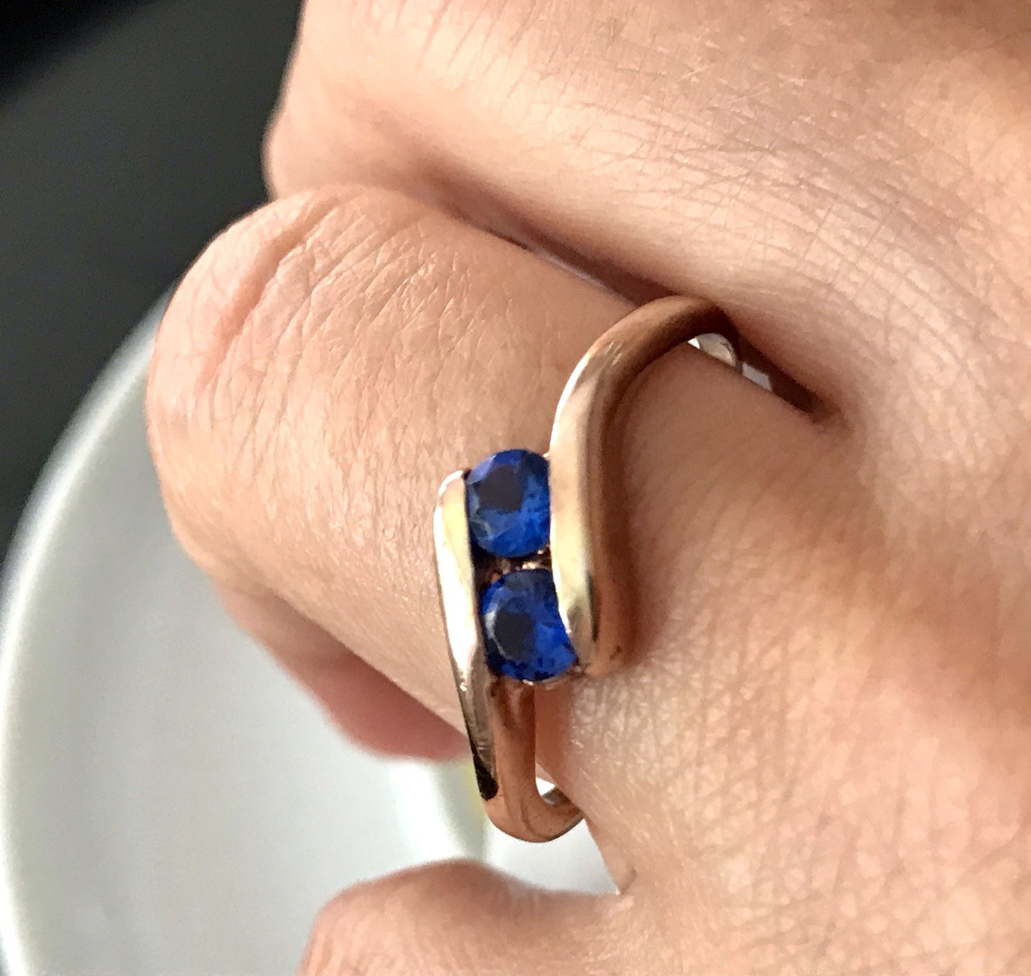 Vintage Ring blaue Steine Saphire?  Silber 925 vergoldet ~Gr.64