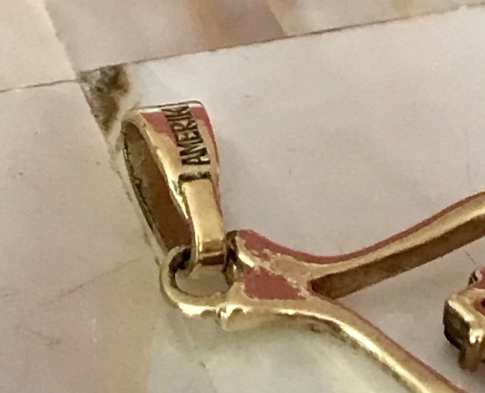 Vintage Designer kleiner Anhänger lila Stein Amethyst? Amerik. Doublè vergoldet