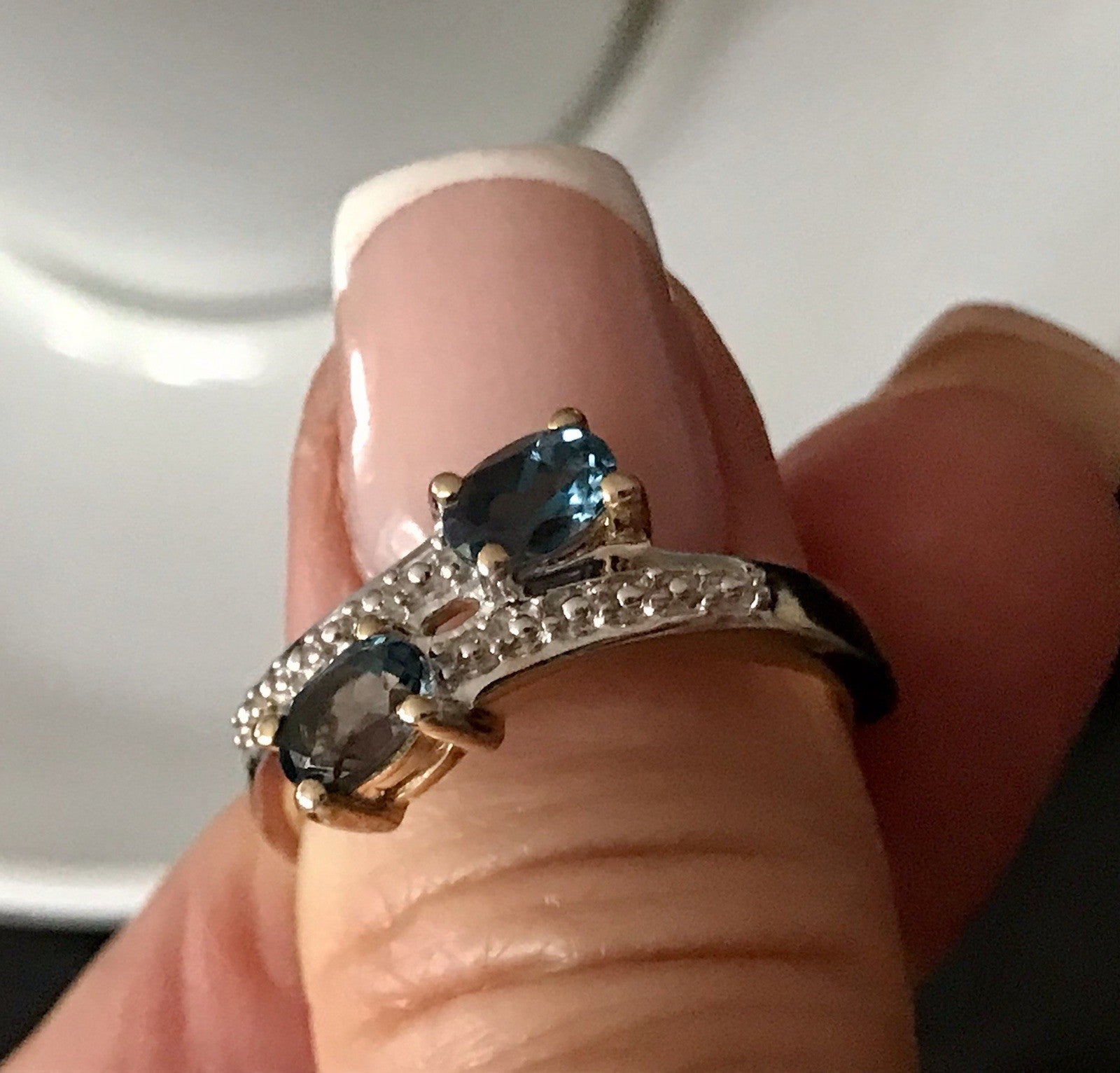 Vintage Ring blaue Steine Saphire?  Silber 925 vergoldet ~Gr.60