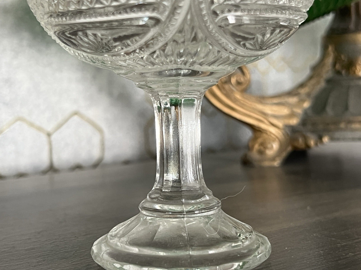 Antik Jugendstil Art Deco Pressglas Glas Fußschale Schale Zuckerschale