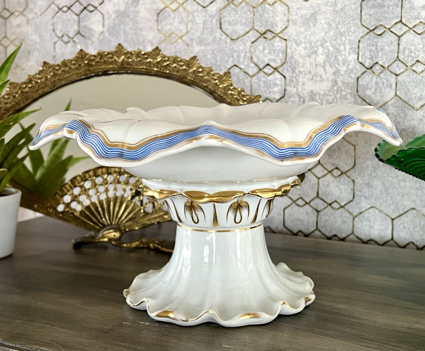 Antik Biedermeier Porzellan Fußschale Schale  ca. 1830 Pressmarke N So SCHÖN!!