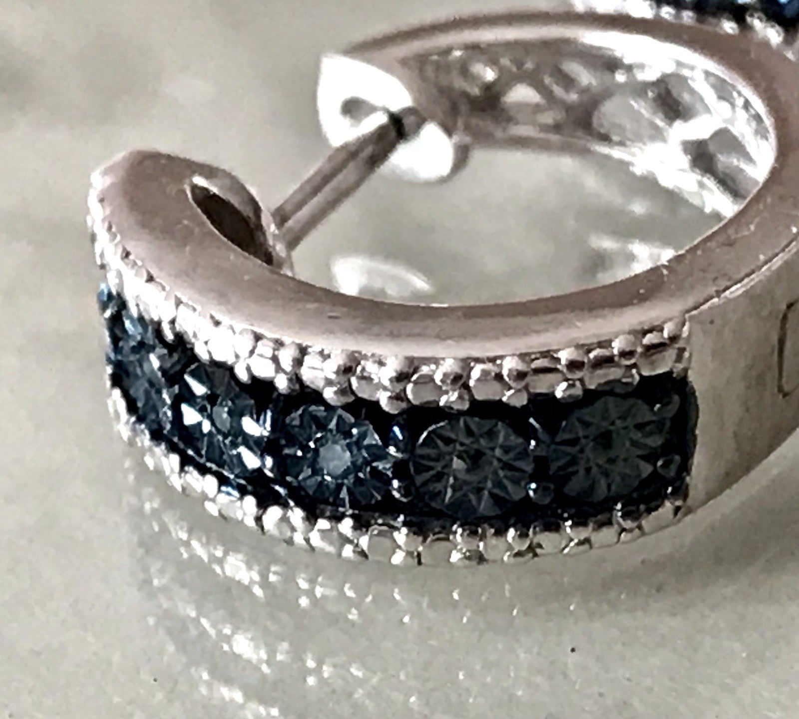 Ohrringe 925 Silber Creole Klappcreolen blaue Steine Saphire? Edel HN