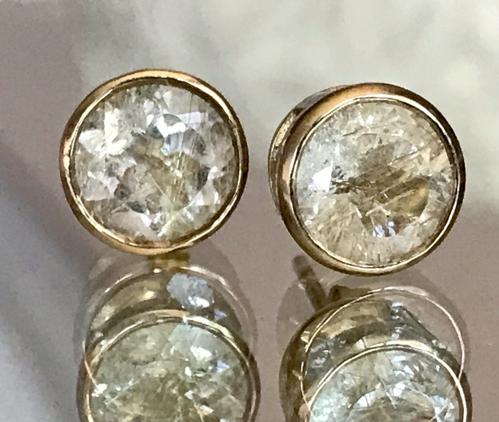 Ohrringe Ohrstecker DAMEN Silber vergoldet gold Bergkristall? Einschlüsse