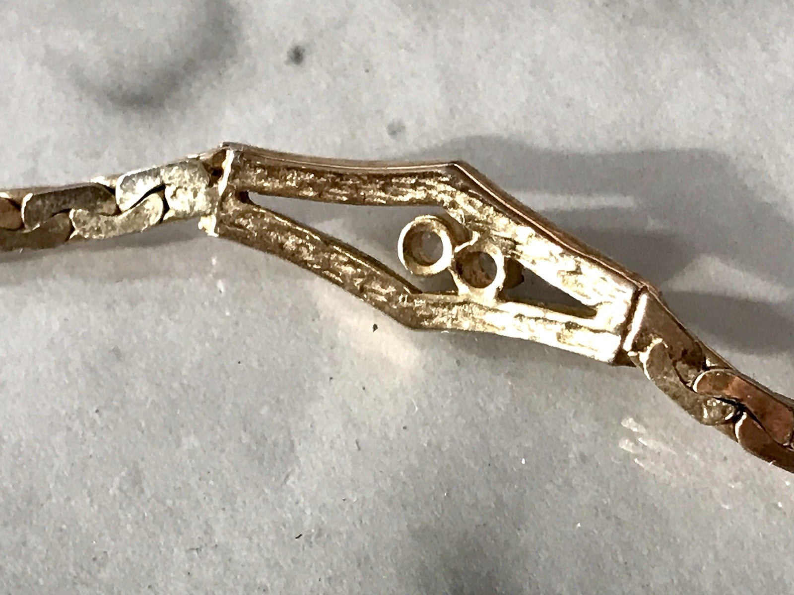 Alt Edel Vintage 835 Silber vergoldet Collier Halskette farblose Steine