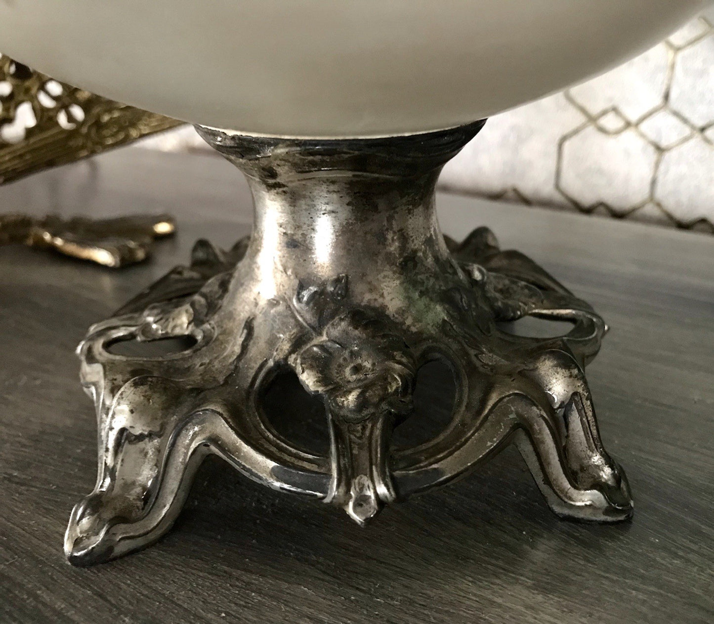 Antik Legras Karaffe Dekanter Schankkrug Glas versilbert Montur bemalt