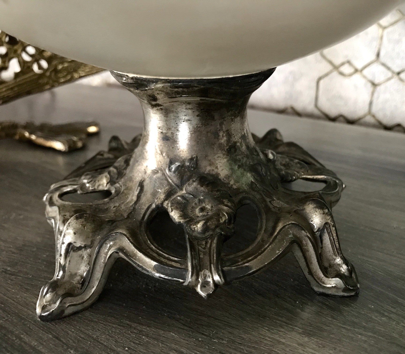 Antik Legras Karaffe Dekanter Schankkrug Glas versilbert Montur bemalt