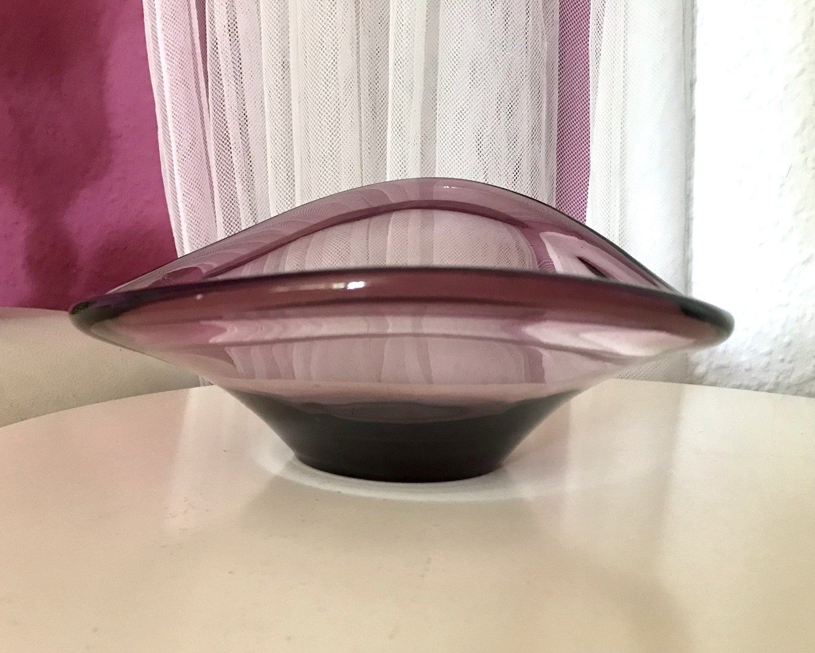 Murano Vintage Design Schale Glas beere aubergine Überfangglas