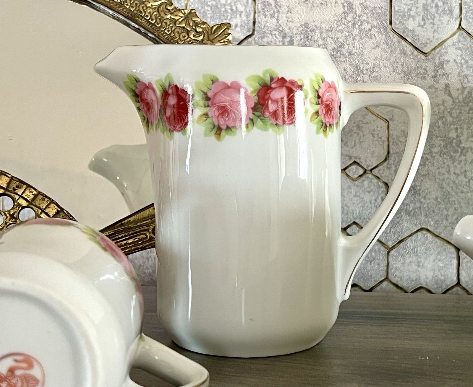 Antik 4x Jugendstil Art Dèco Porzellan Kanne Krug Rosen Hermann Unger Zwickau