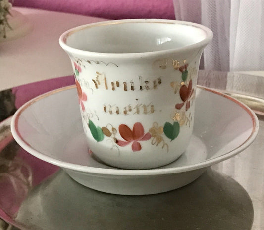 Antik Porzellan Andenken Becher Gedeck Sammeltasse Tasse Schriftzug KPM