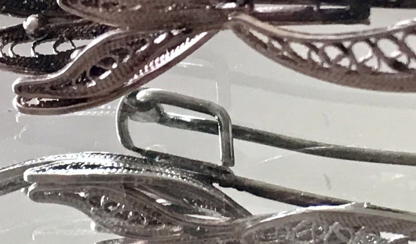 Antik filigran Blüte Blume 2in1 Anhänger Kettenanhänger Brosche Silber