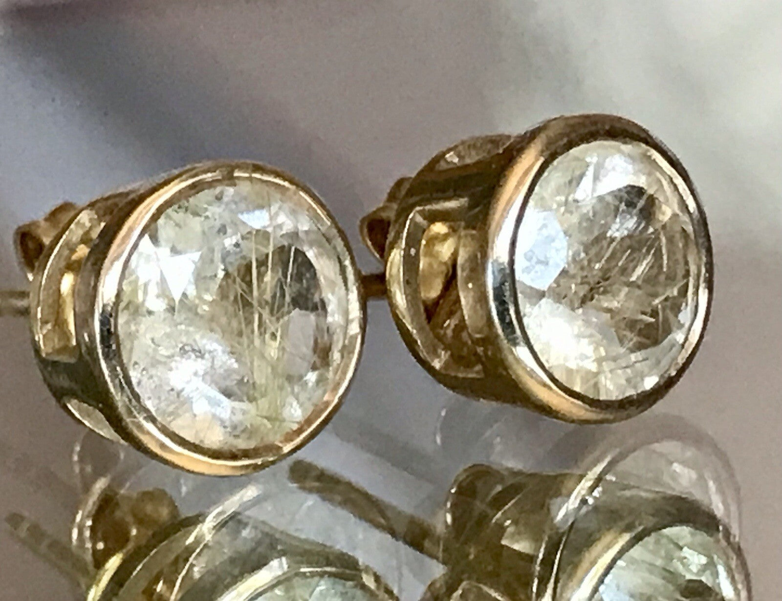Ohrringe Ohrstecker DAMEN Silber vergoldet gold Bergkristall? Einschlüsse