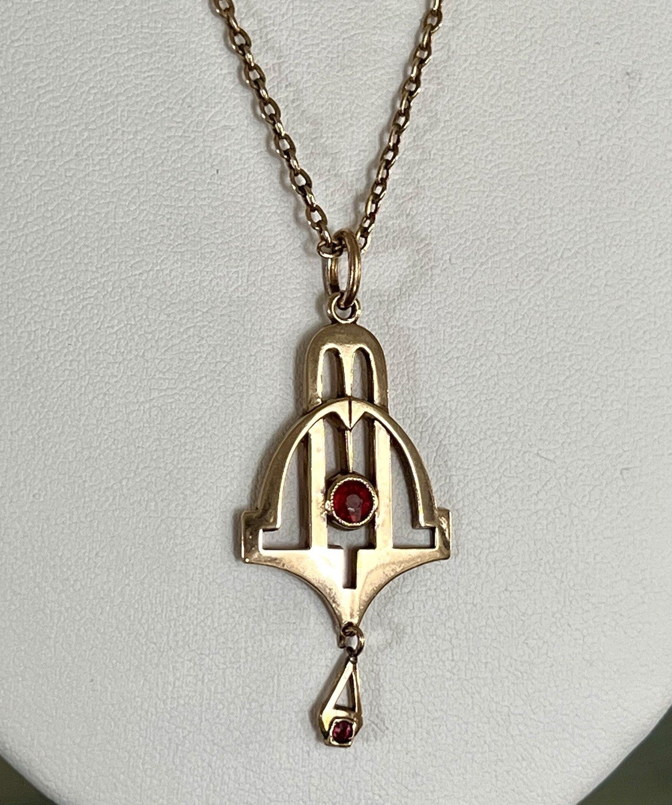 Antik Edel reines Jugendstil Halskette & Anhänger vergoldet Tombak? Amerik.?