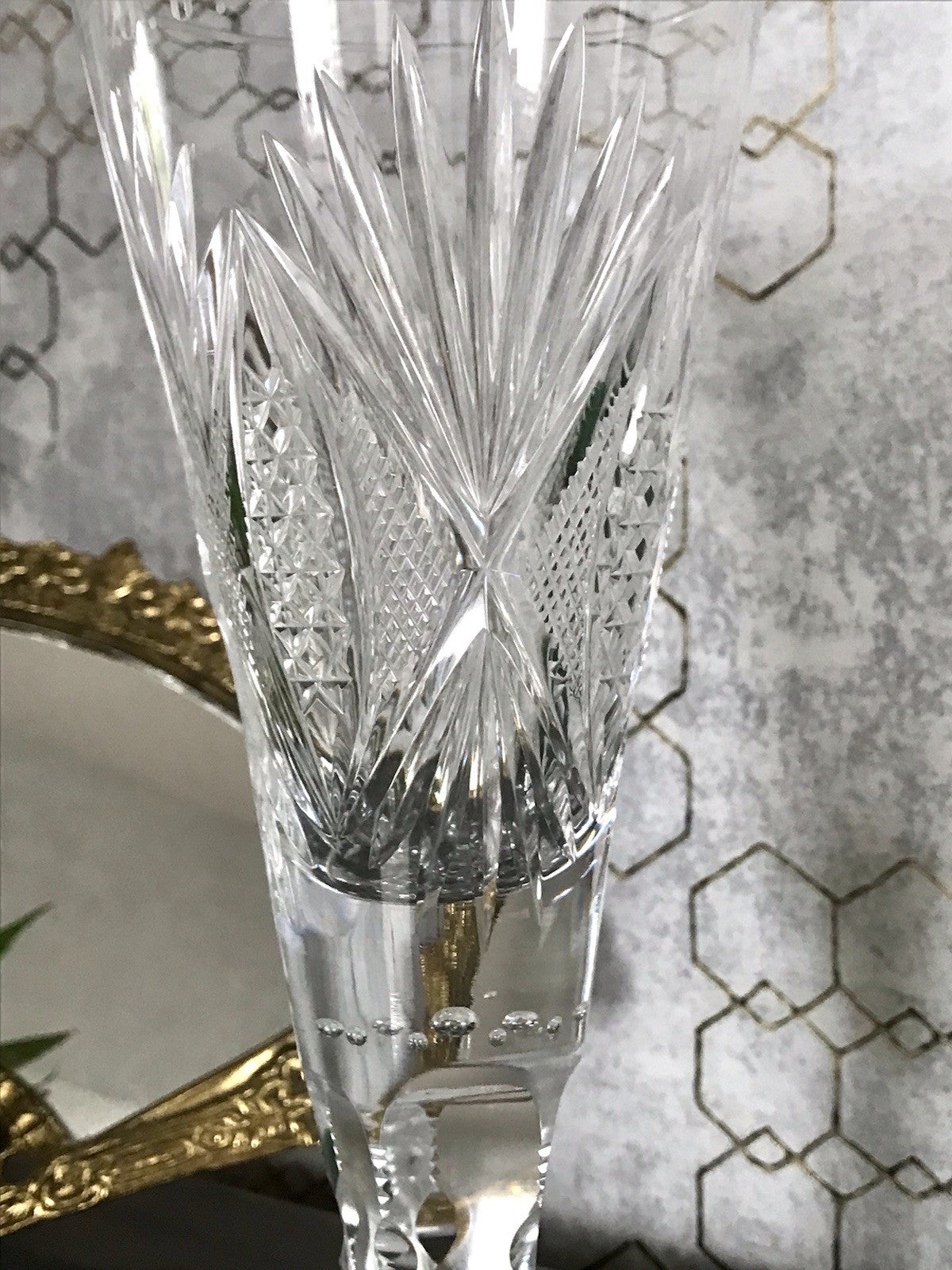 Antik Adenken Glas Pokalglas Kelch Pokalkelch Luftblasen 20.08.1911 Jugendstil