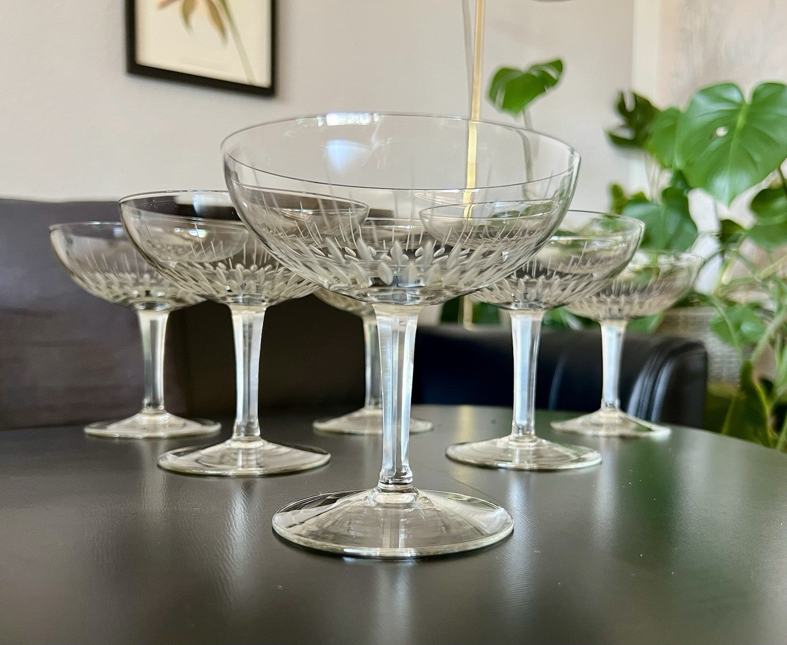Vintage 60er  4 Champagnerschalen Sektschalen Kristallglas