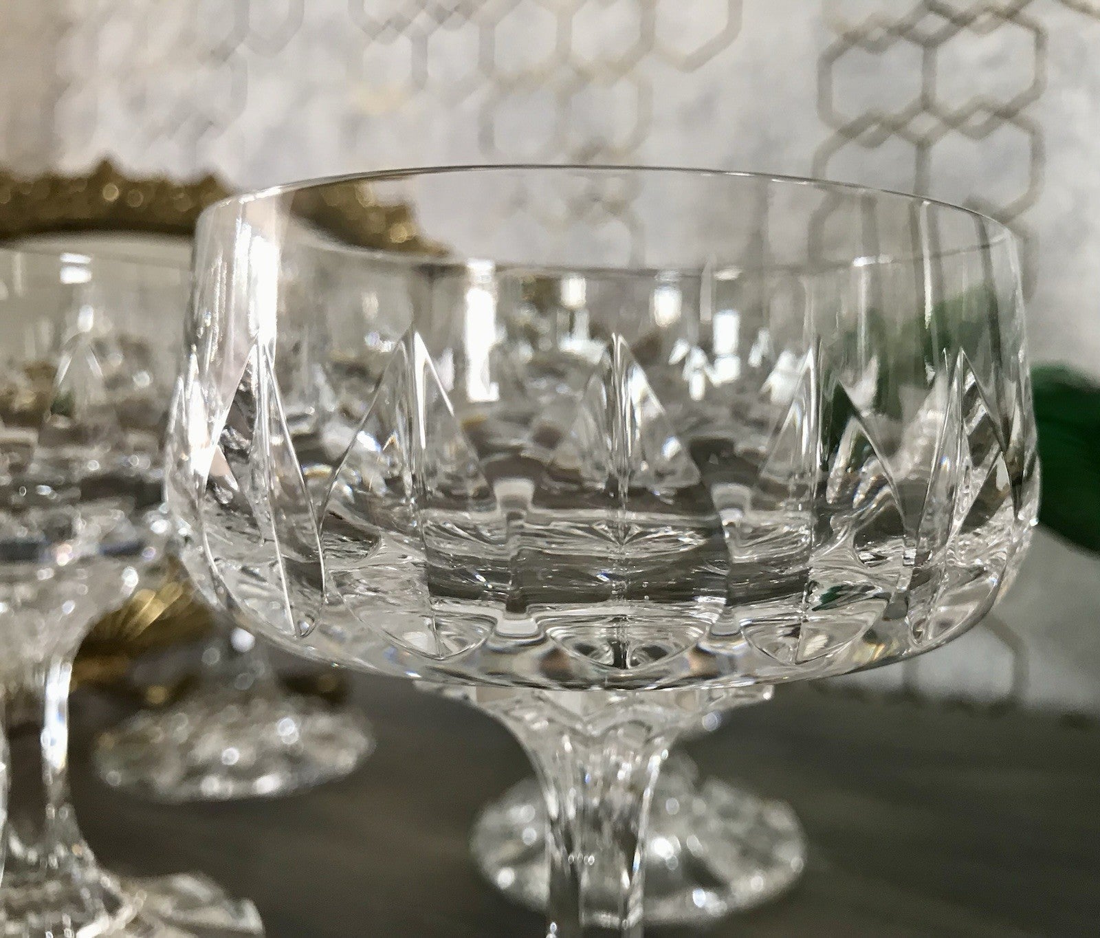 Vintage 6x Champagnerschalen Sektschalen Kristallglas Schliff Bleikristall