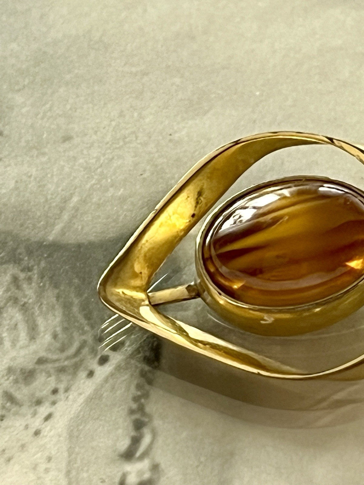 Vintage Designer Anhänger brauner Stein Amerik. Doublè vergoldet Tigerauge?