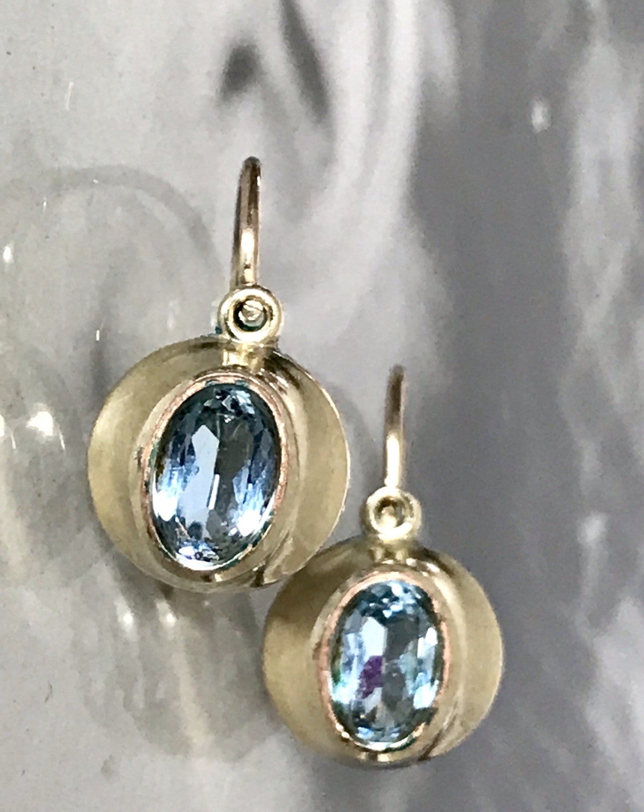Vintage Damen Ohrringe Ohrhänger Ohrstecker blaue Steine Amerikan. Double K&L