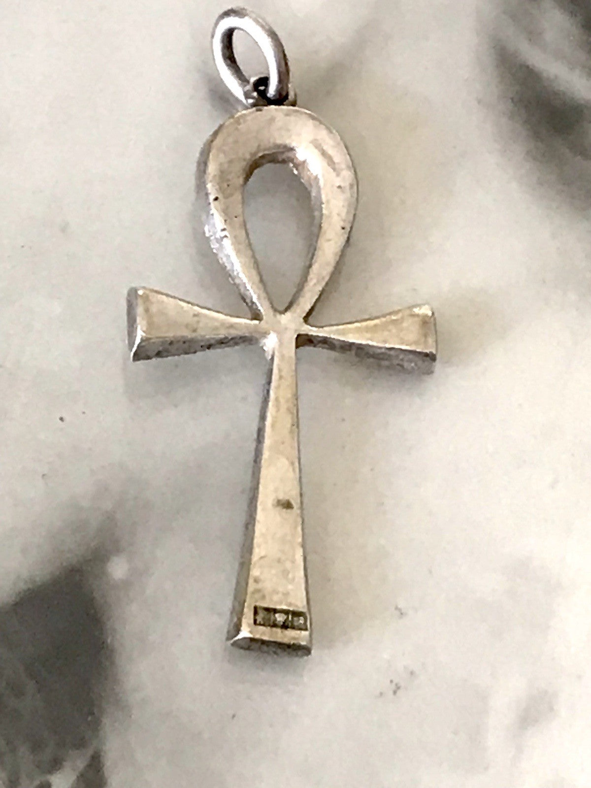 Vintage alt Ägypten Form 900 Silber Kreuz Anhänger Kettenanhänger
