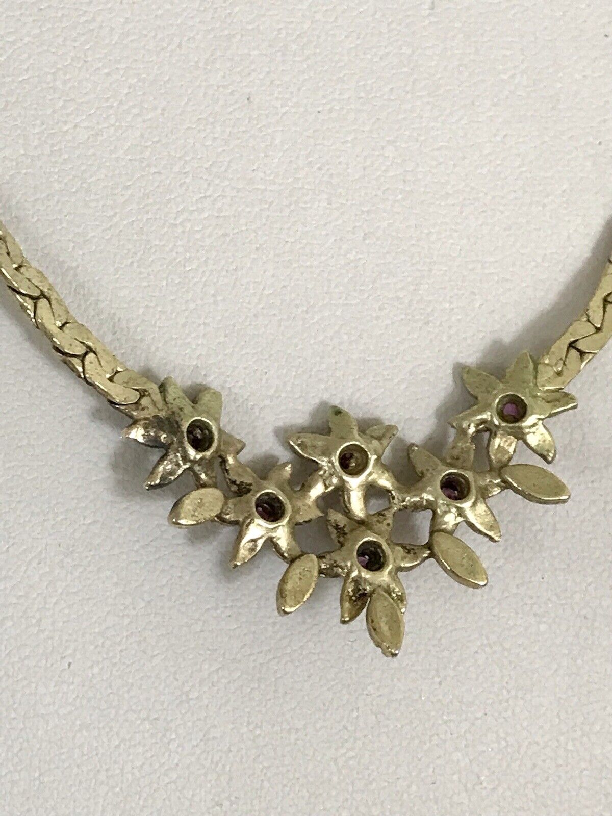 Antik Edel Jugendstil 925 Silber vergoldet Collier Halskette Rubine