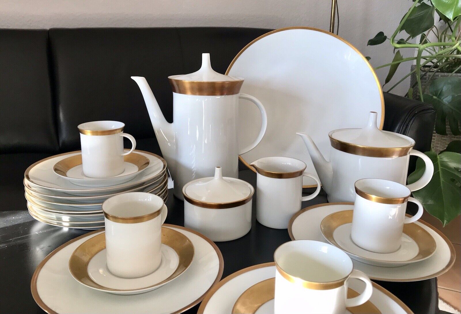 Vintage 60er Rosenthal Porzellan Kaffeeservice weiß gold Kurfürstendamm Studio