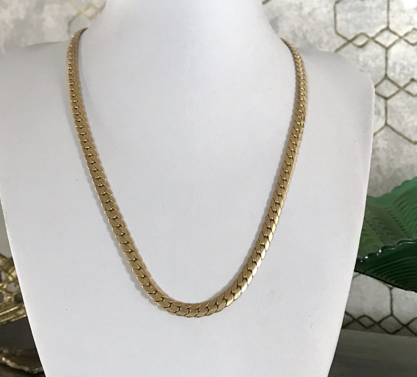 Vintage Halskette Amerik. Doublè gold SCHÖN Damen Massiv Collier Kette