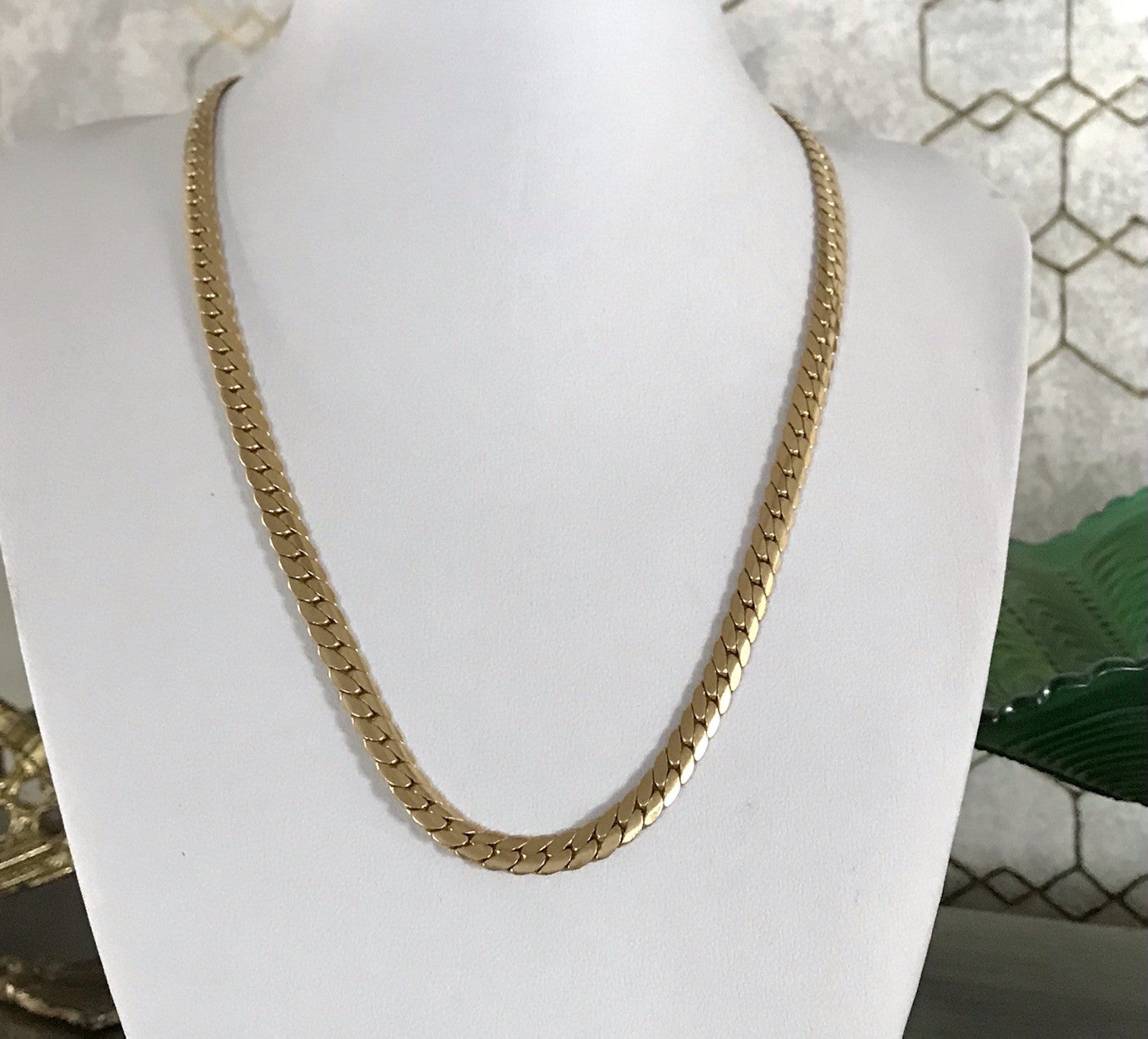 Vintage Halskette Amerik. Doublè gold SCHÖN Damen Massiv Collier Kette