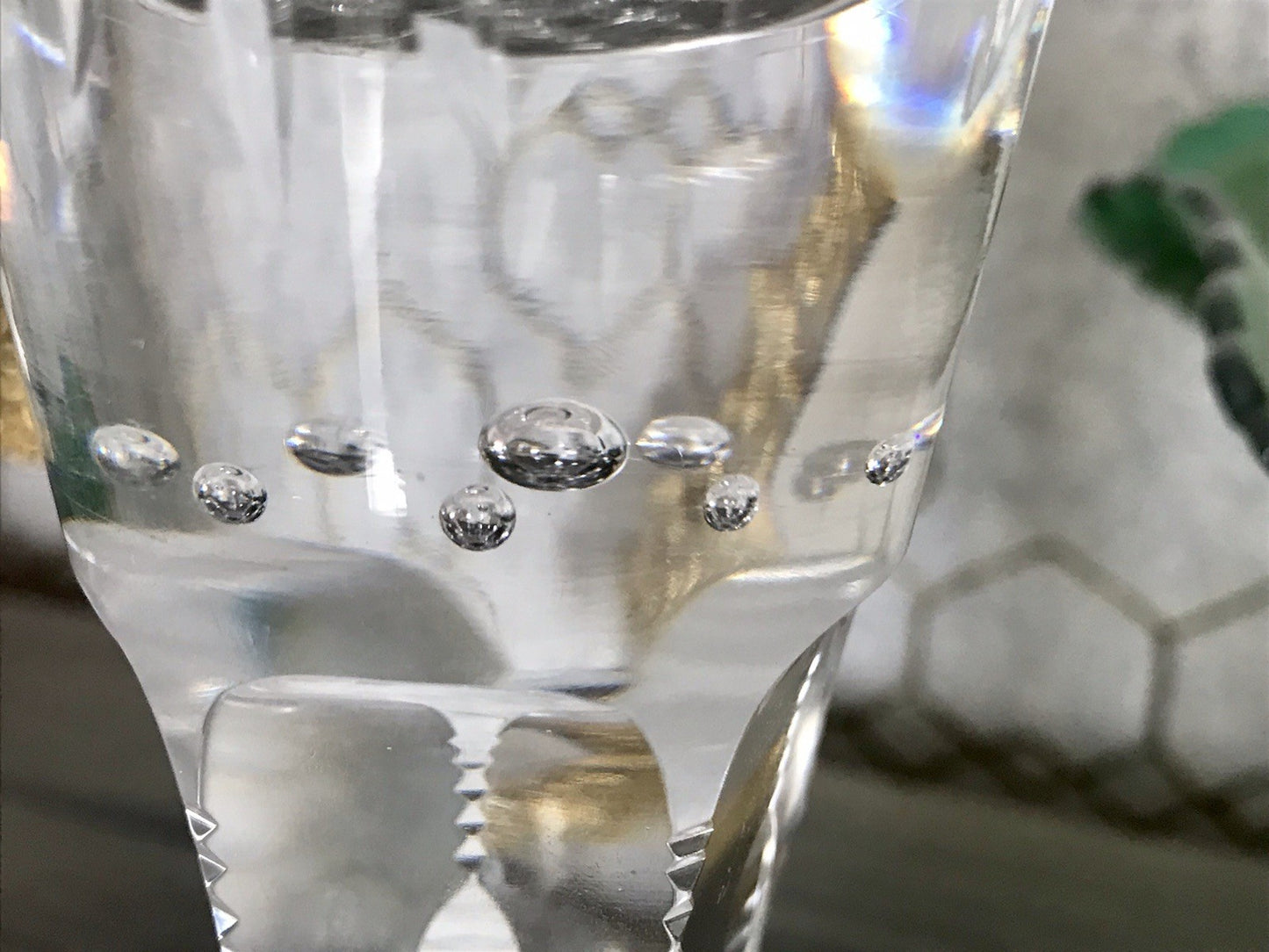 Antik Adenken Glas Pokalglas Kelch Pokalkelch Luftblasen 20.08.1911 Jugendstil