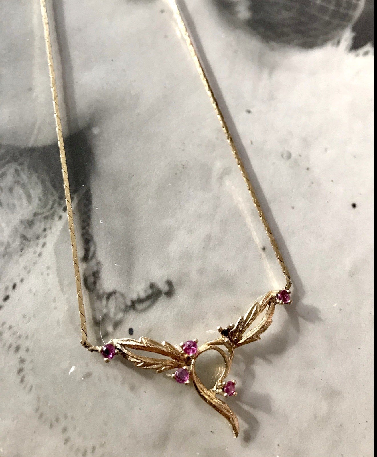 Antik Edel Jugendstil 925 Silber vergoldet Collier Halskette Rubine ?