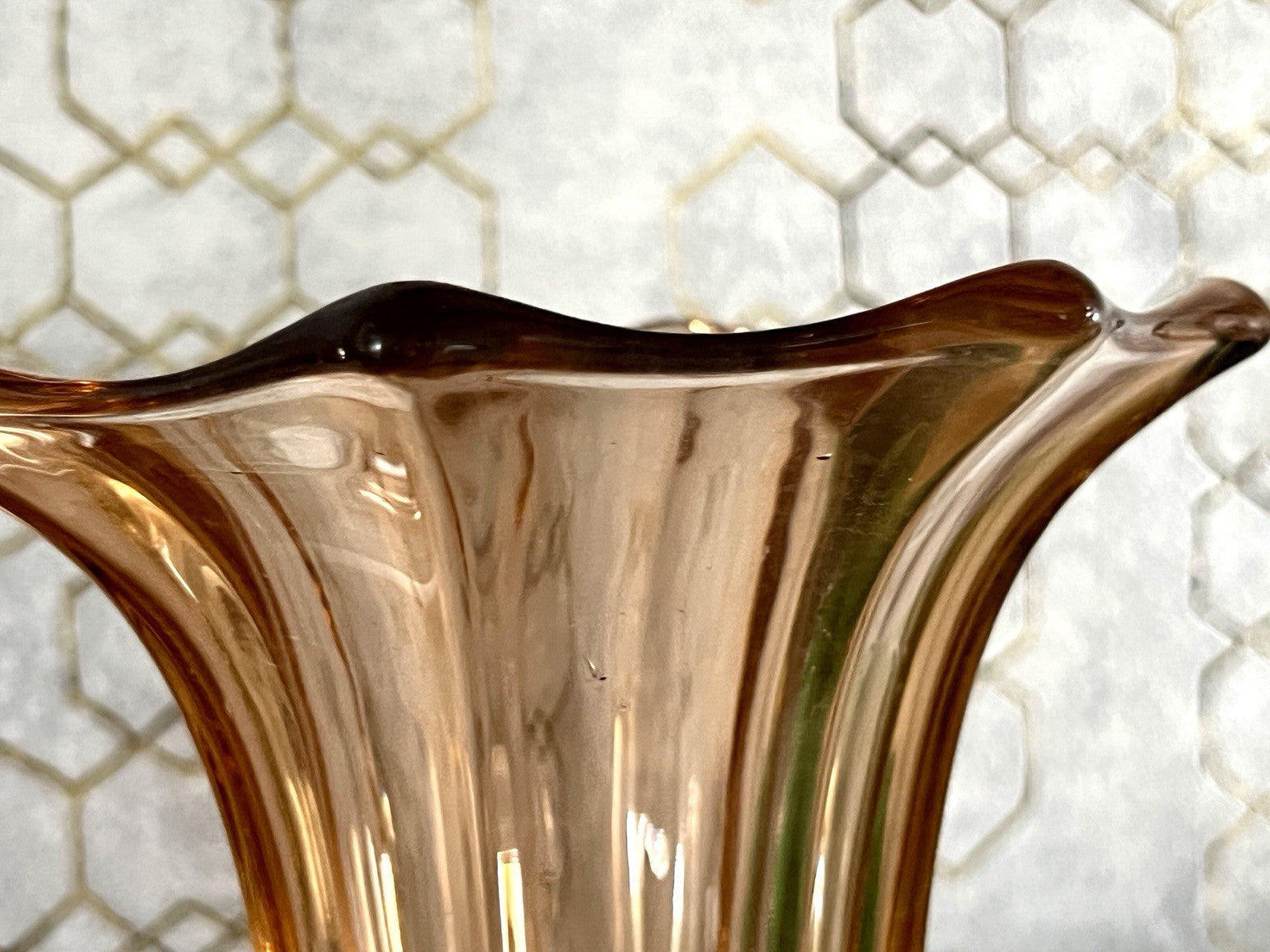 Antik Art Déco 1 GROẞ Vase Glasvase Pressglas Rosalin rosa  Glas