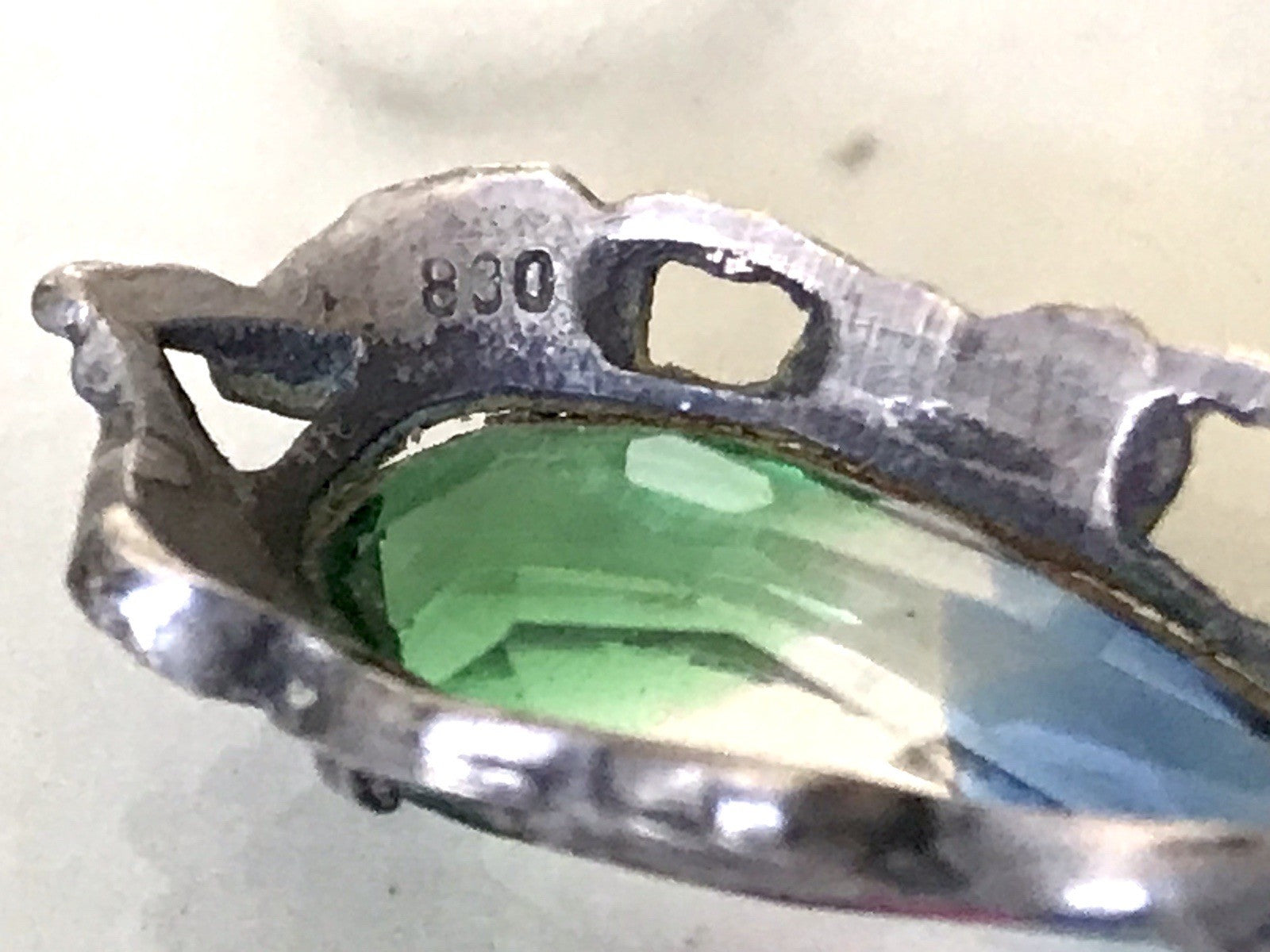 Antik Art Déco Edel Anhänger Kettenanhänger Silber 835 SUPER Rheinkiesel