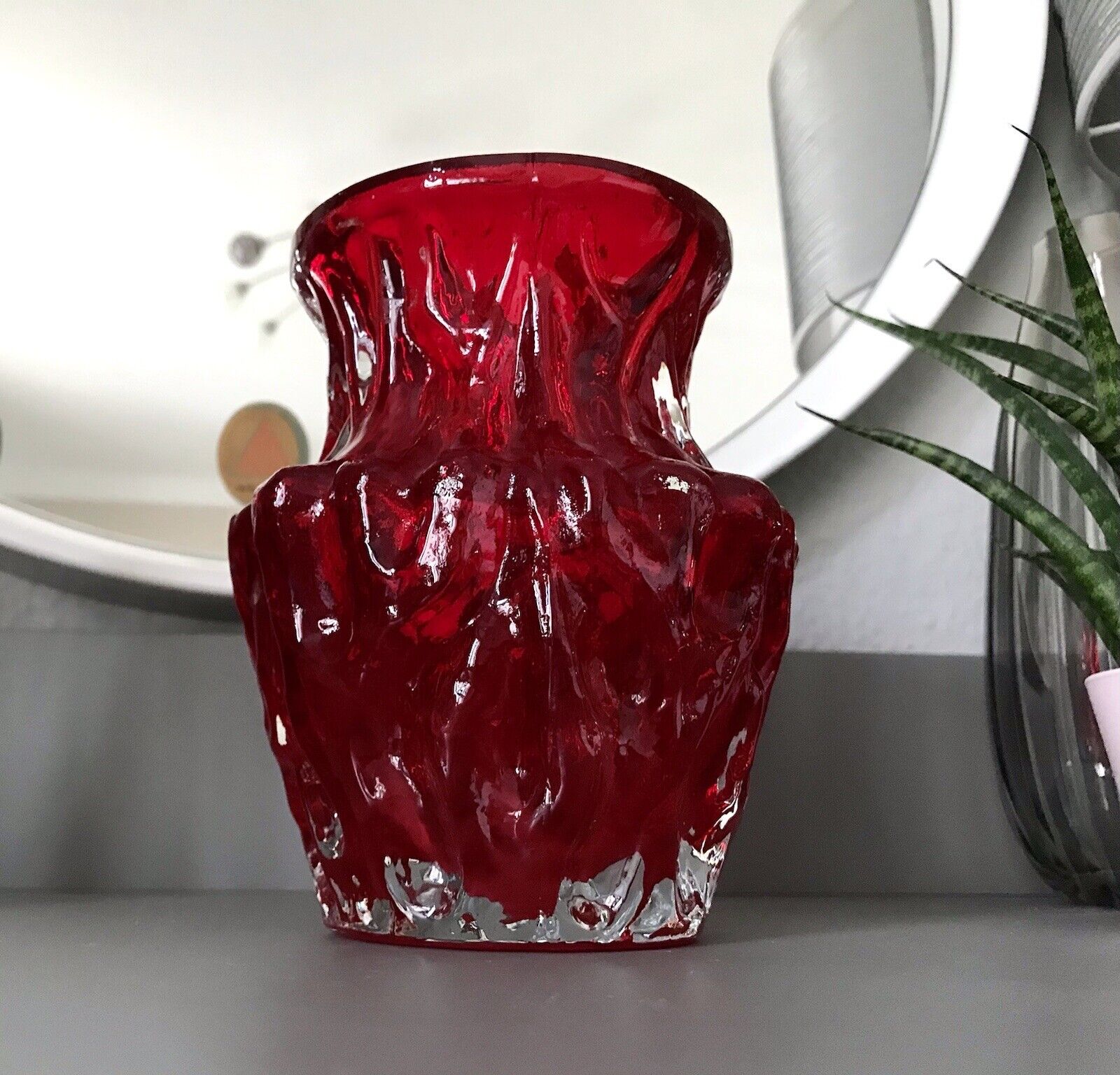 70er Jahre rot Glas Vase Blumenvase Glasvase Glas By Kurt Wokan Ingrid Hütte