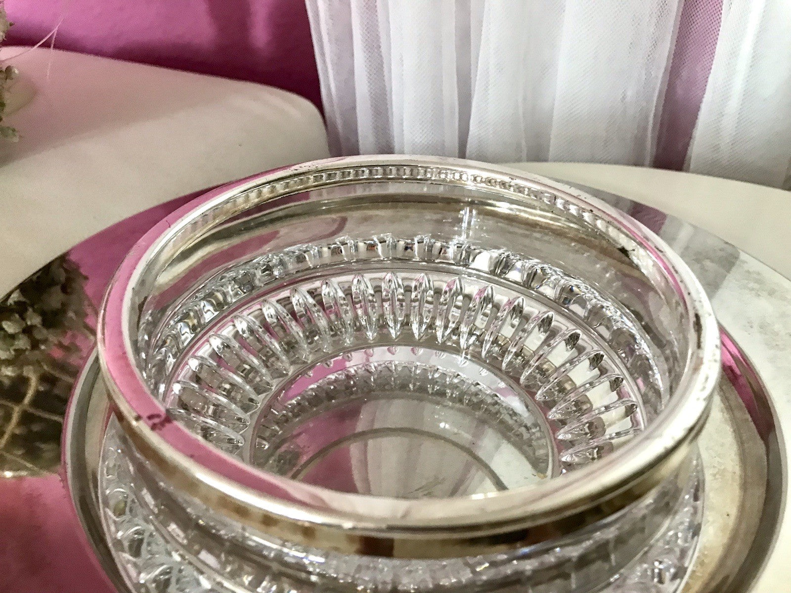 Vintage Nachtmann Glasschale Schale Glas versilberter Rand Bleikristall Europa