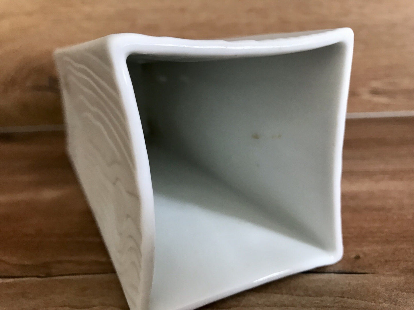 Vintage 60er Bisquit Porzellan Vase OpArt Seltmann Bavaria Holstruktur weiß