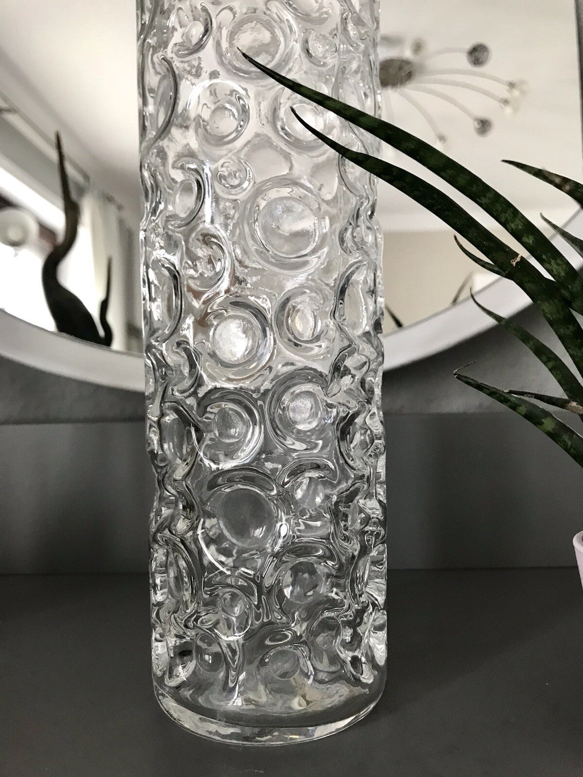 Vintage 60er 70er Design hohe Glasvase Glas Vase Bubble Op Art Hirschberg