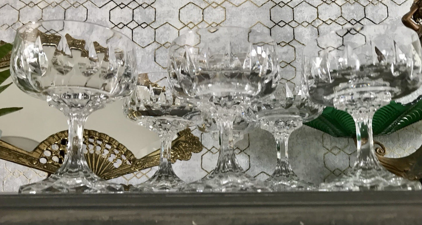 Vintage 6x Champagnerschalen Sektschalen Kristallglas Schliff Bleikristall