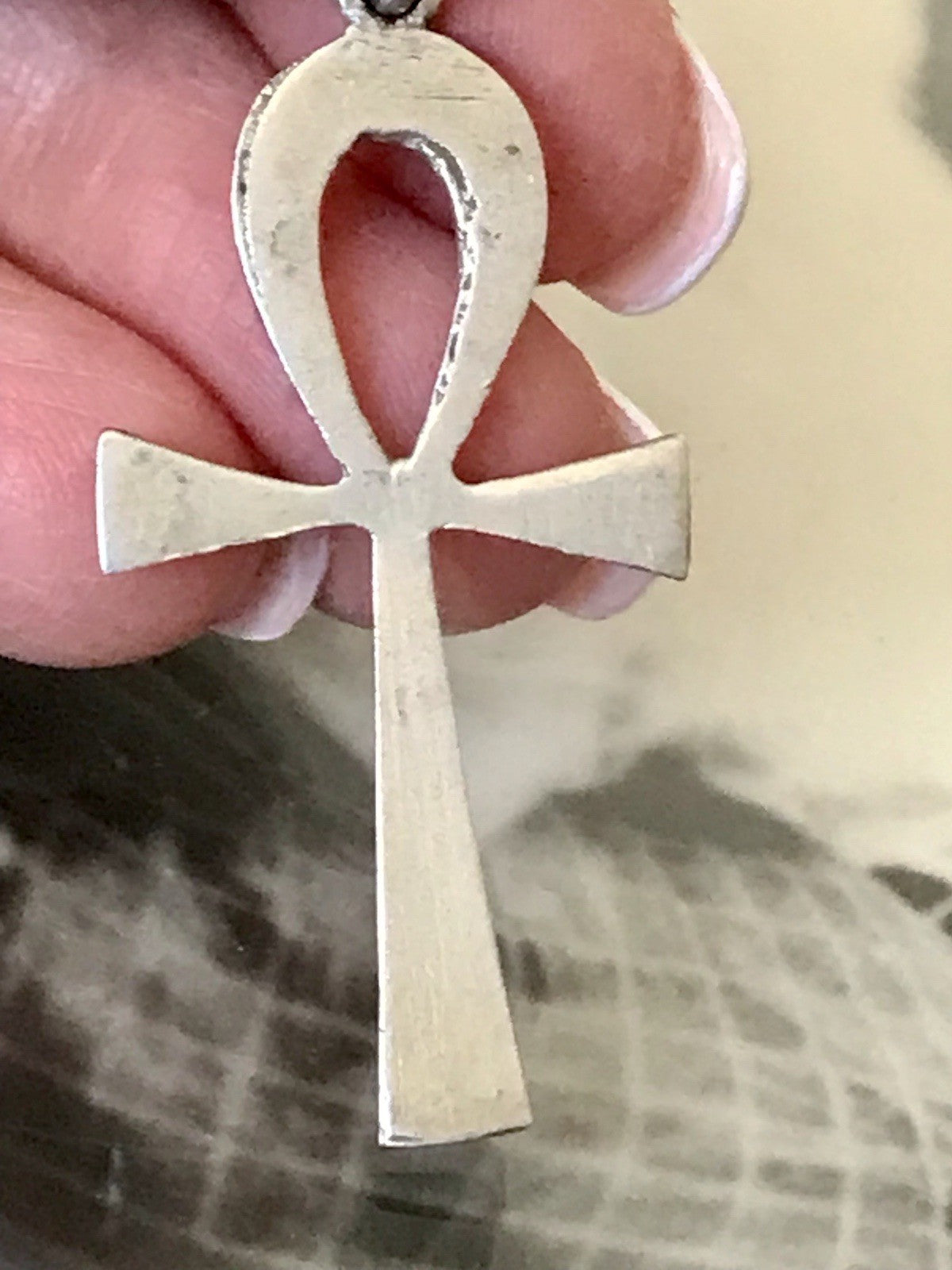 Vintage alt Ägypten Form 900 Silber Kreuz Anhänger Kettenanhänger