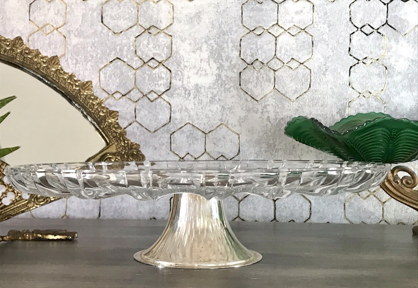 Vintage Tortenständer Tortenplatte Glas Kristallglas Bleikristall