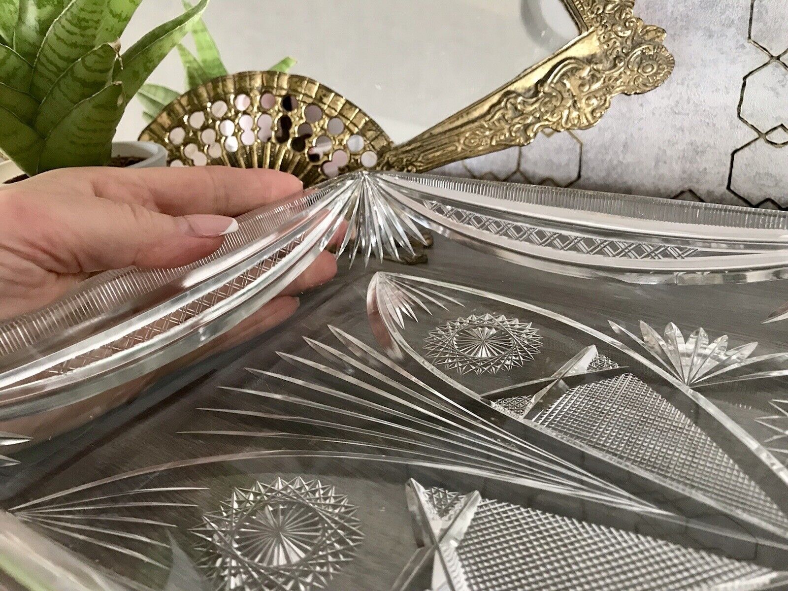Antik Bleikristall Schale Glasschale Kristallglas Glas Schliff EDEL Groß