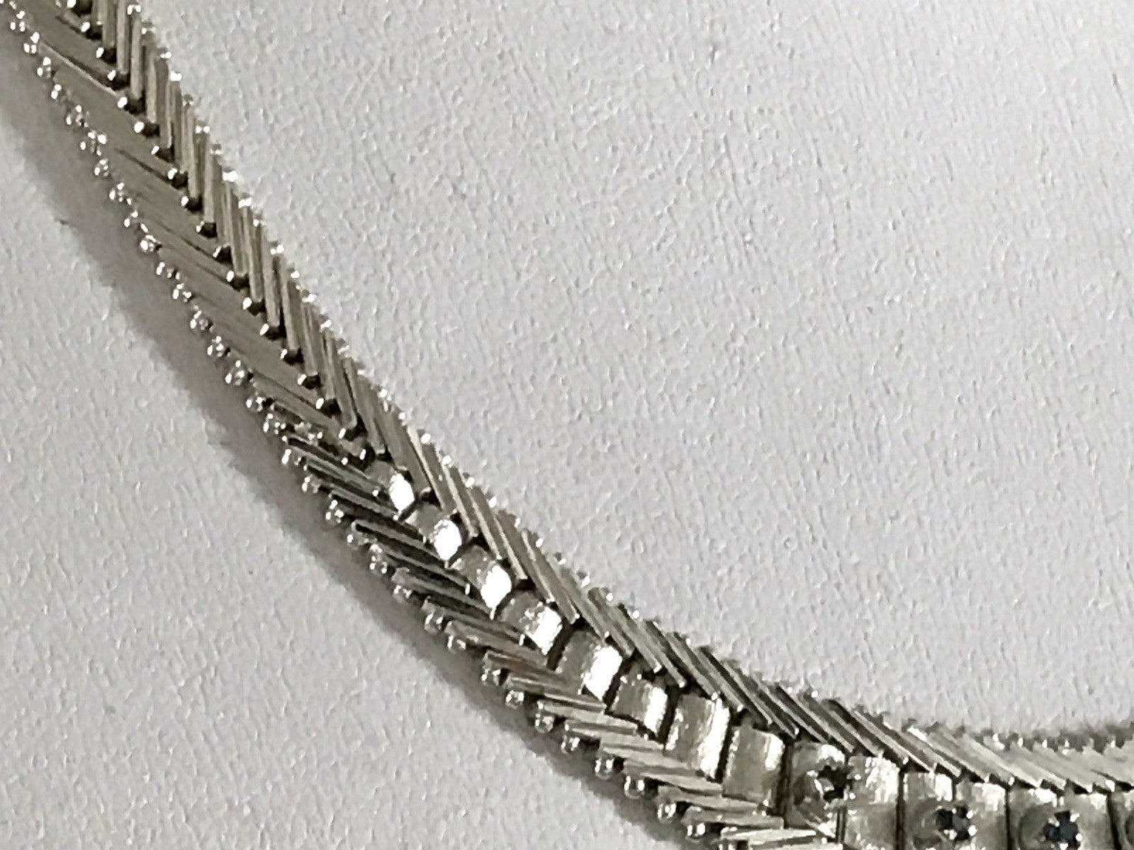 Antik Edel Art Déco 835 Silber Collier rhodiniert Halskette blau Steine Armband