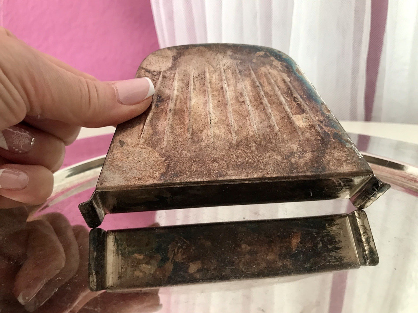 Vintage Mid Century String-Ära 60er Serviettenhalter versilbert