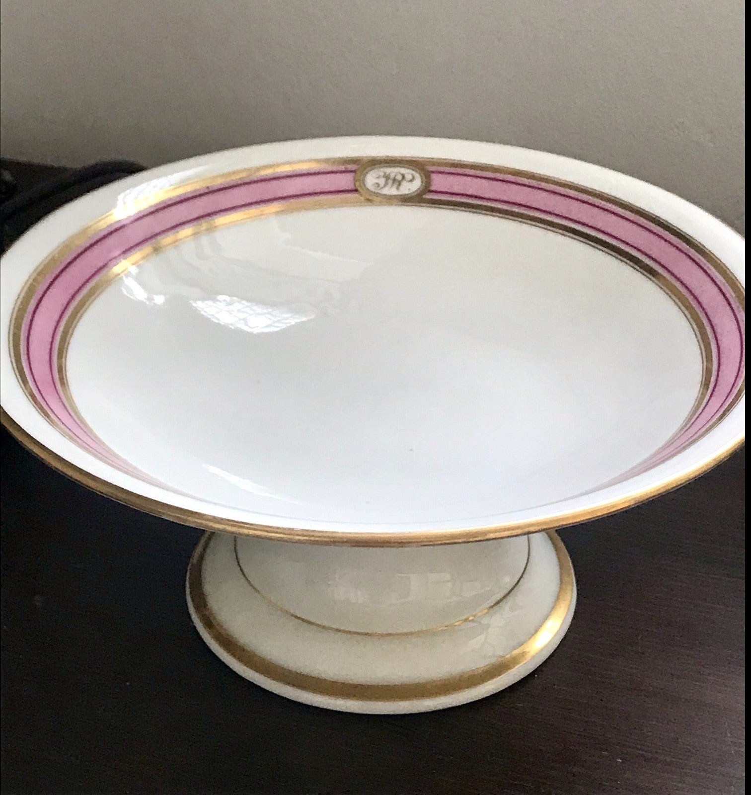 Antik Biedermeier Porzellan Fußschale Schale auf Fuß  ~1845 Ligatur Monogramm JR