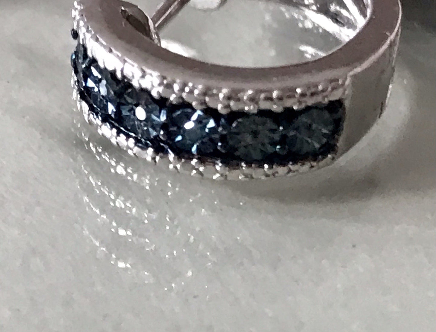 Ohrringe 925 Silber Creole Klappcreolen blaue Steine Saphire? Edel HN