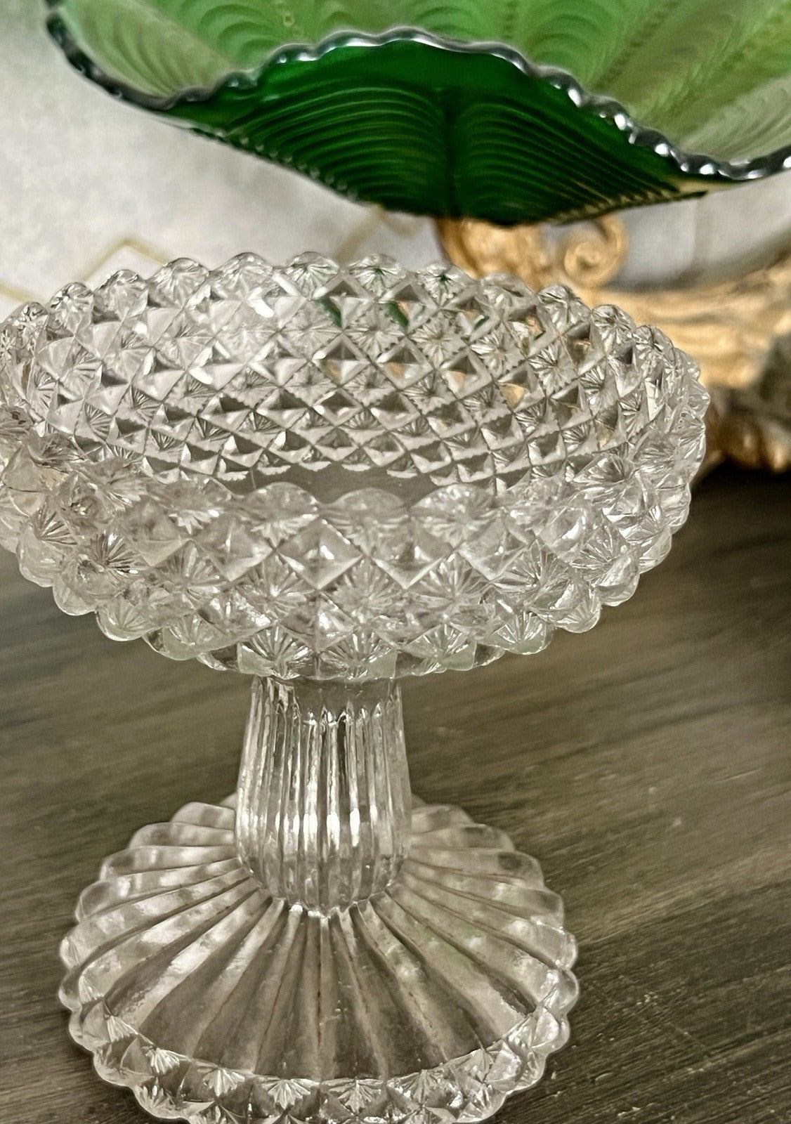 Antik Jugendstil Art Deco Pressglas Glas Fußschale Schale Zuckerschale