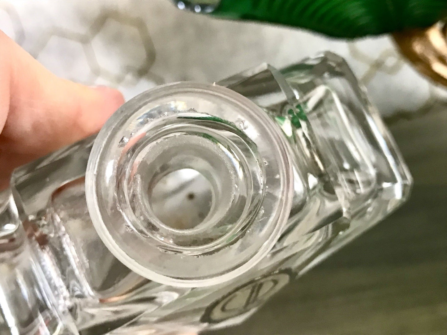 EDEL Art Déco antik 4Teile Kristallglas Frisiertisch  Garnitur Dose Flacon