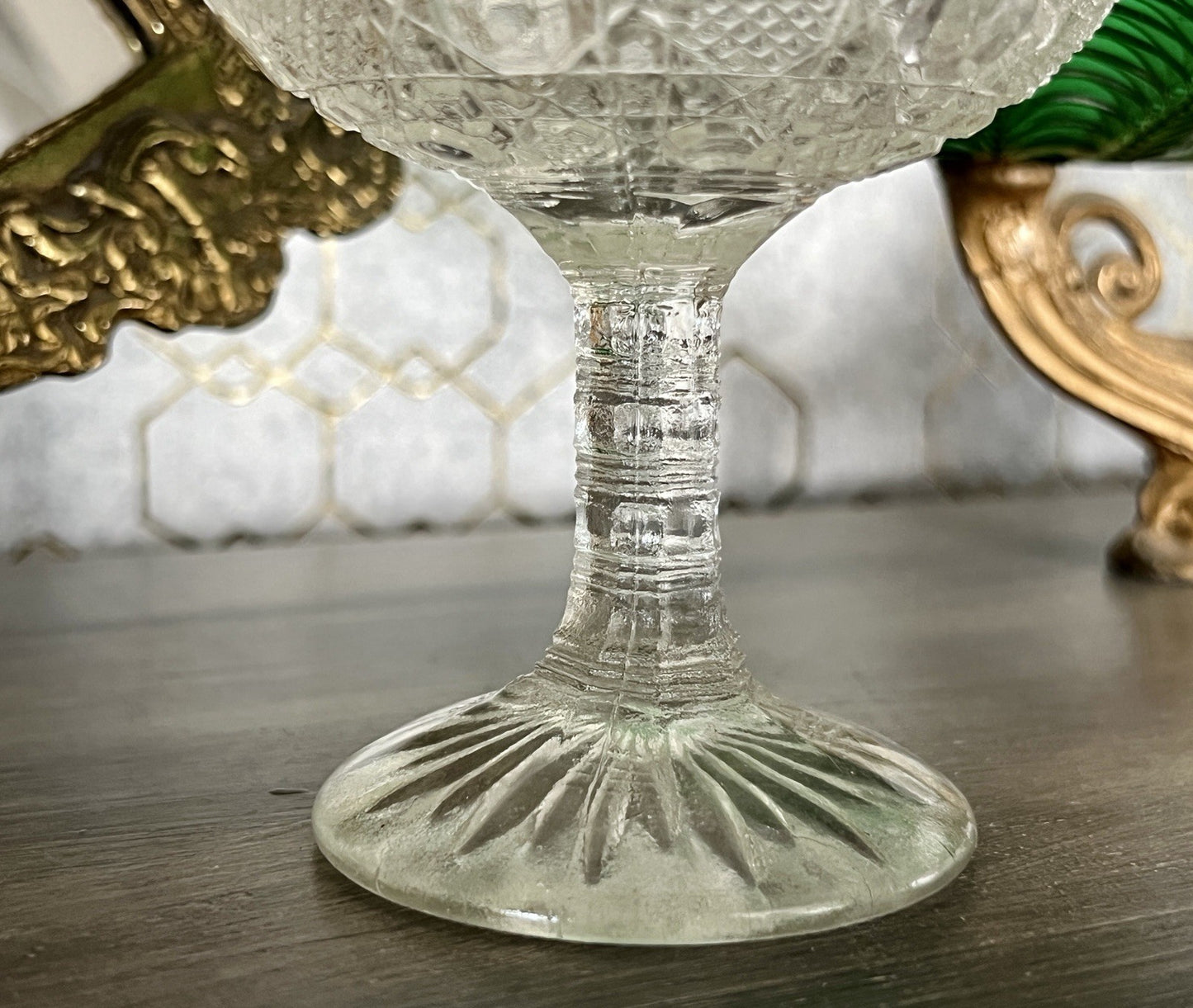 Antik Jugendstil Art Déco Pressglas Glas Fußschale Schale Zuckerschale