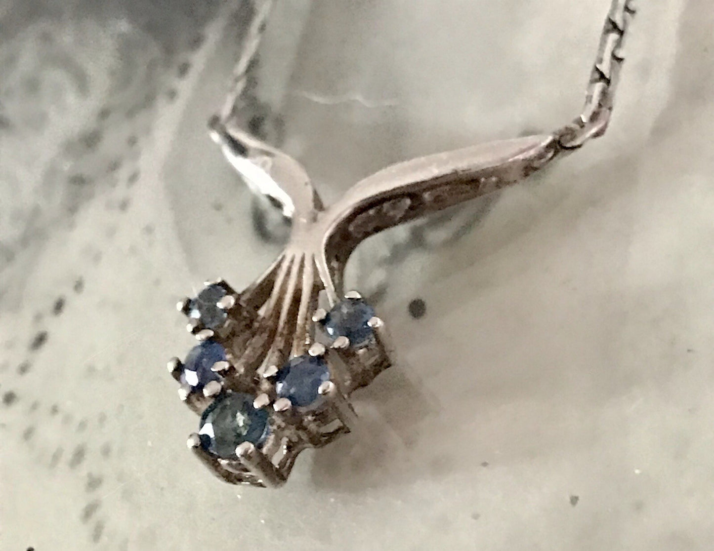 Antik Edel Jugendstil 925 Silber Collier Halskette Saphire? SCHÖN