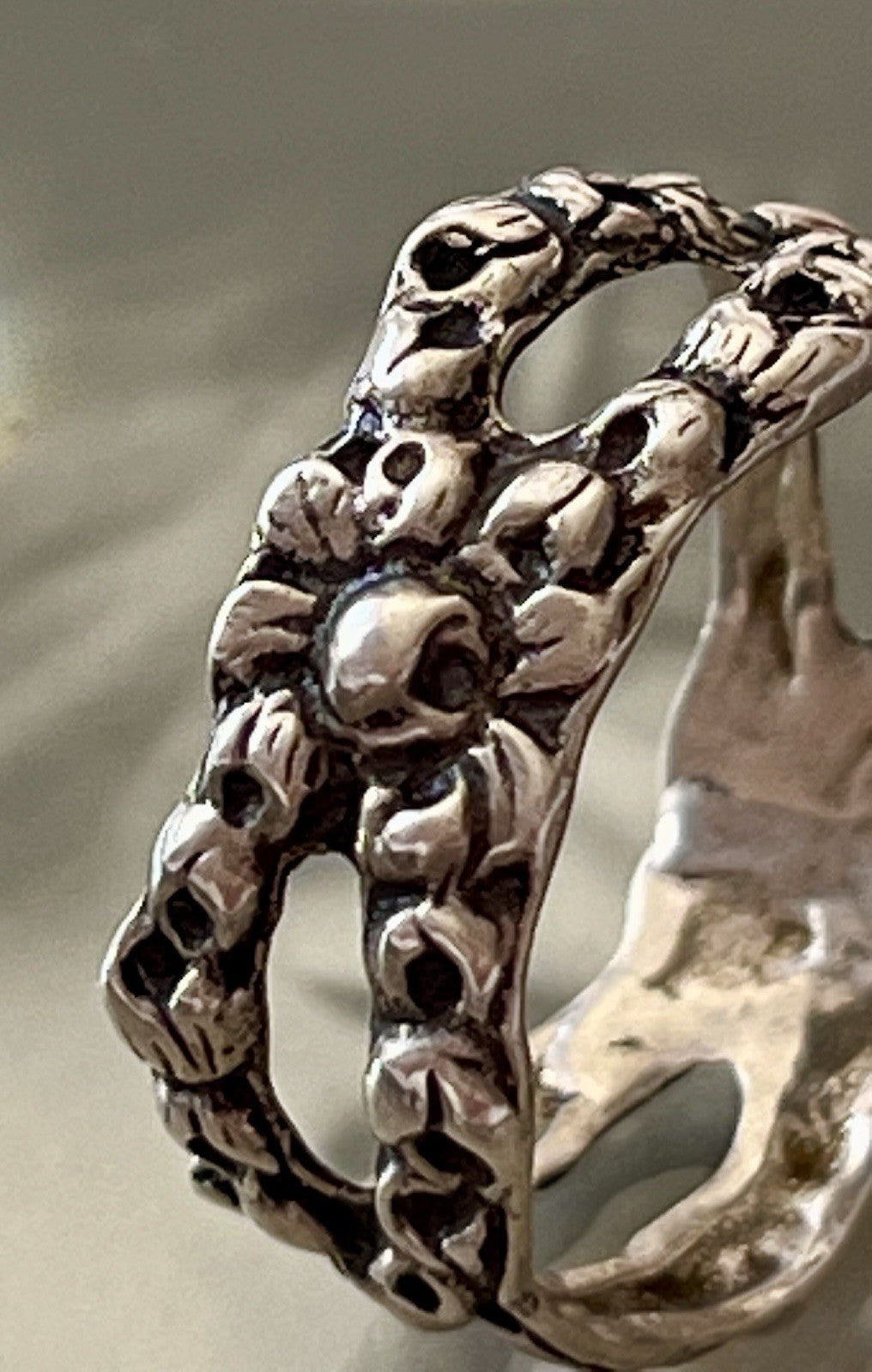 Antik Jugendstil Art Déco Bandring RING 800 Silber Gr.66 67 Durchbruchmuster