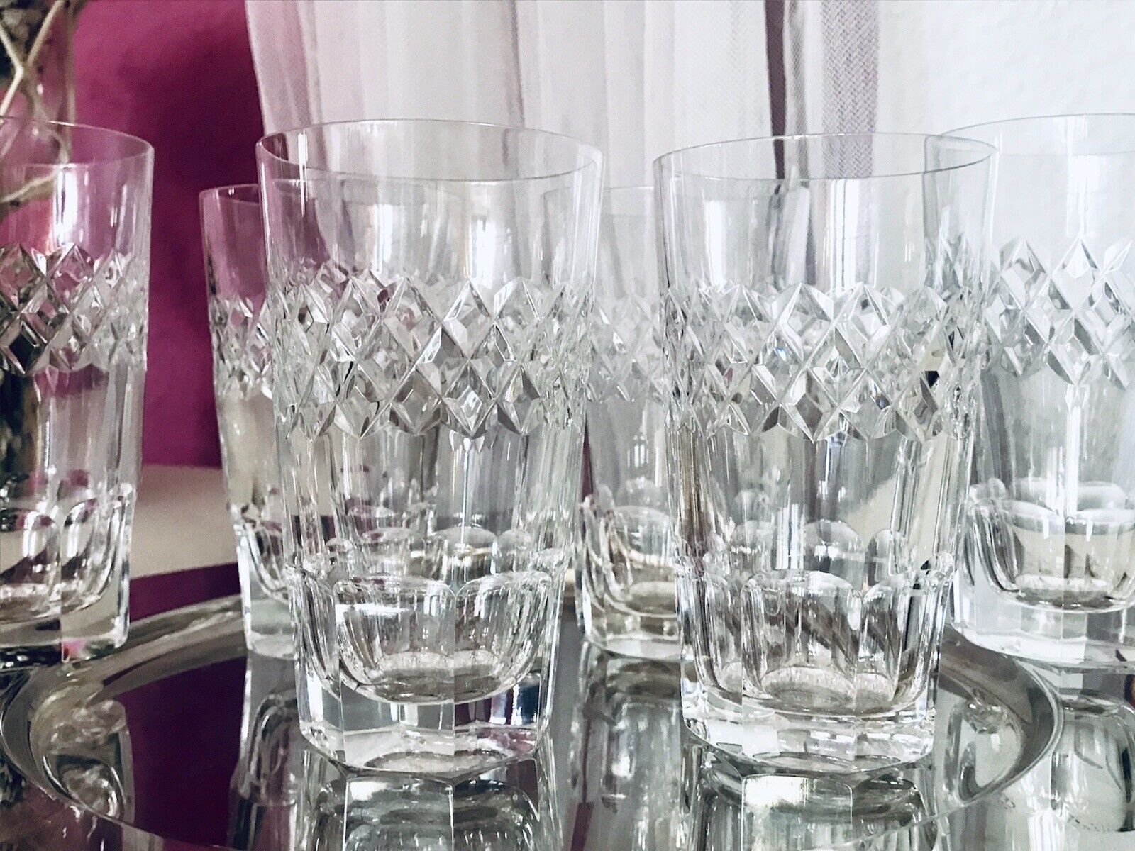 Vintage SEHR EDEL 6x Wassergläser Gläser  Becher Kristallglas schön kantiger Fuß