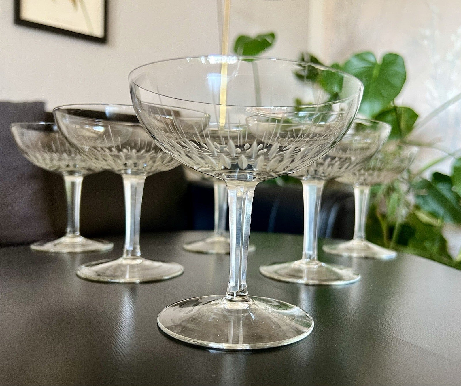 Vintage 60er  4 Champagnerschalen Sektschalen Kristallglas