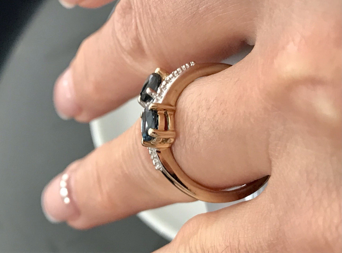 Vintage Ring blaue Steine Saphire?  Silber 925 vergoldet ~Gr.60